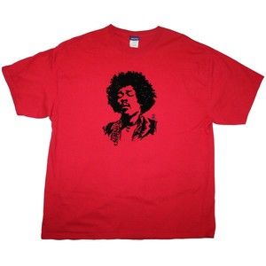 2005 Jimi Hendrix T Shirt Red Black Portrait Tee XL Authentic Hendrix Merch Rock